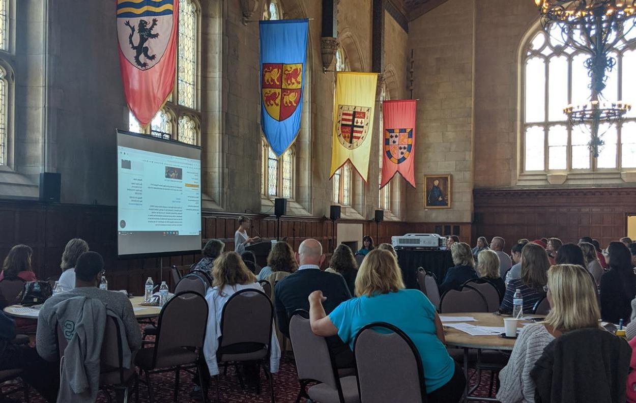 Staff gathered at Great Hall